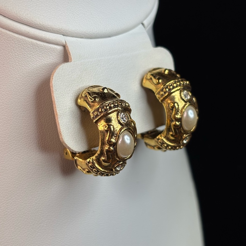 Premier Designs Gold and Pearl Earrings